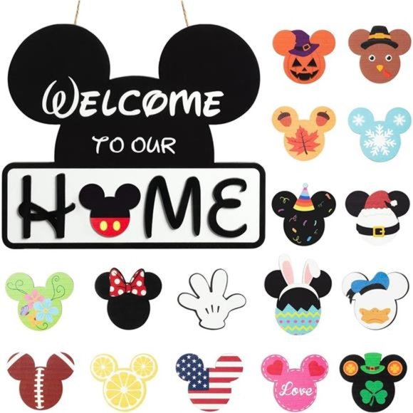 Mouse Interchangeable Seasonal Welcome Door Sign for Front Door Decor - Picture 1 of 7